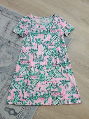Lilly Pulitzer Cody T-Shirt Dress  pink Mandevilla Baby Alway Worth It SzXS